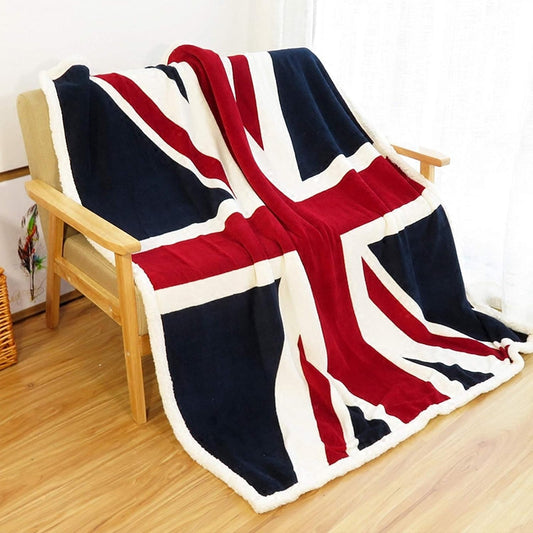 UKELER Flannel Sherpa Throw 60'' x 50'' Union Jack Fleece Blanket Soft Comfy Flannel Blanket Throws