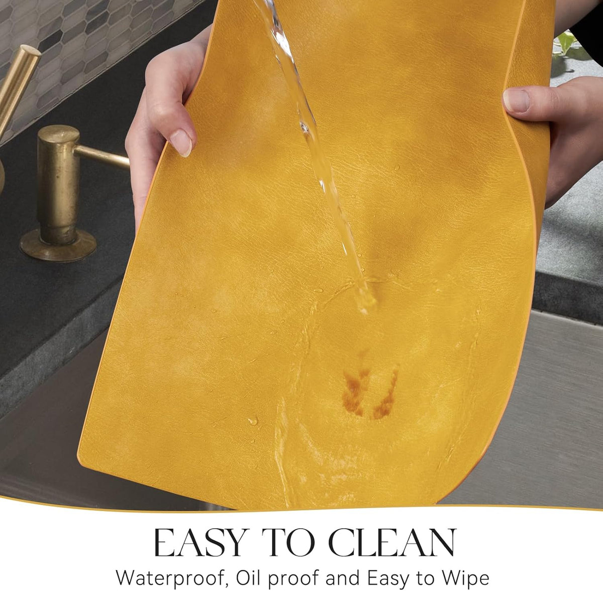 MOSAYT Vinyl Placemats Set of 4-12 X 17 Inch - Faux Leather 100% Waterproof Oil-Proof Wipeable PU