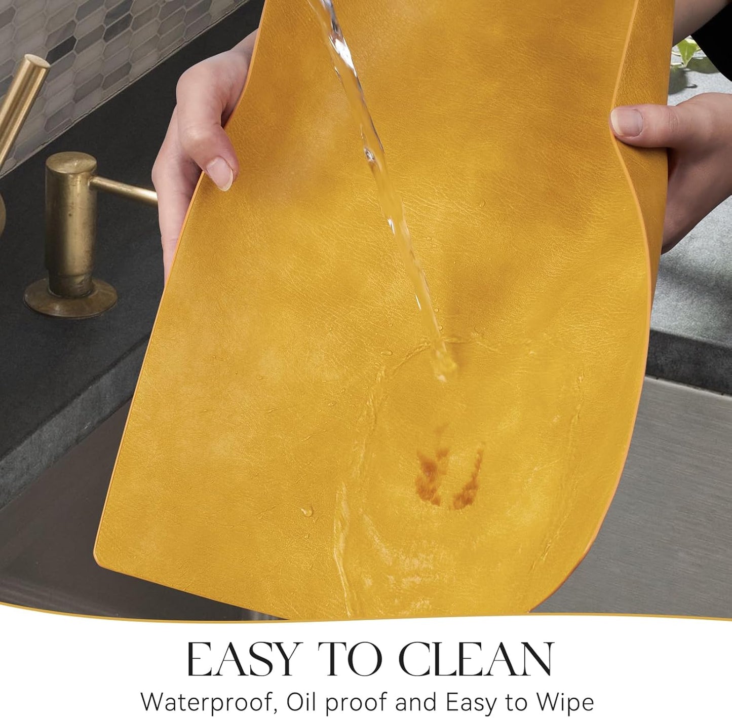 MOSAYT Vinyl Placemats Set of 6-12 X 17 Inch - Faux Leather 100% Waterproof Oil-Proof Wipeable PU