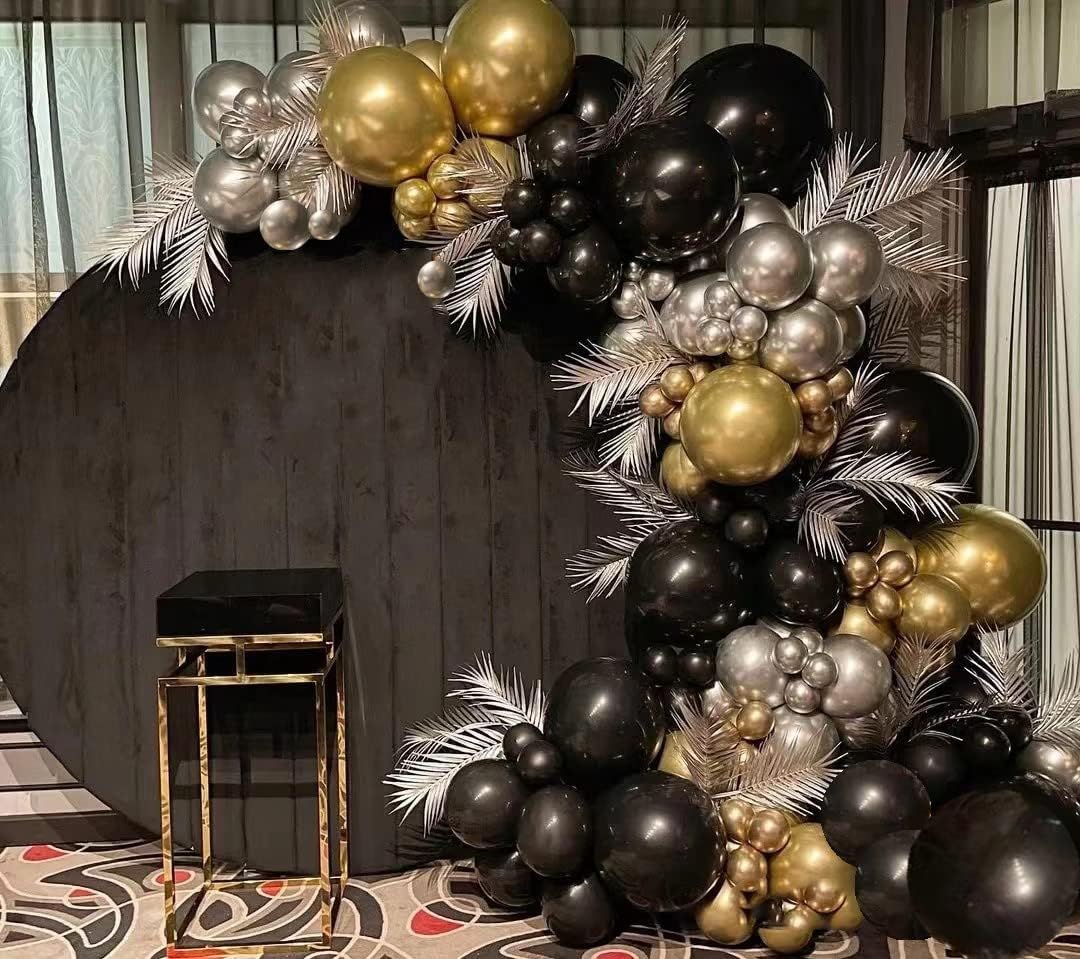 116pcs Black Gold Silver Chrome Balloon Garland Arch Kit for Gatsby Roaring 20s Birthday, New Year