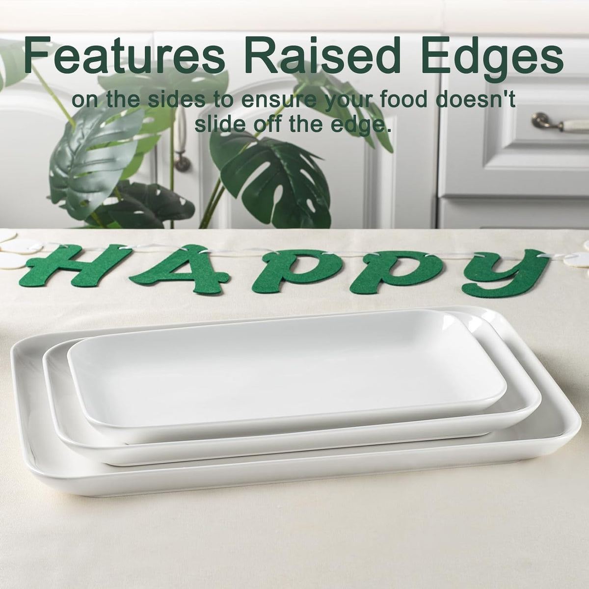 DELLING Serving Platter, 18/16/14inch Large Serving Tray, Serving Platters for Snacks, Fruit