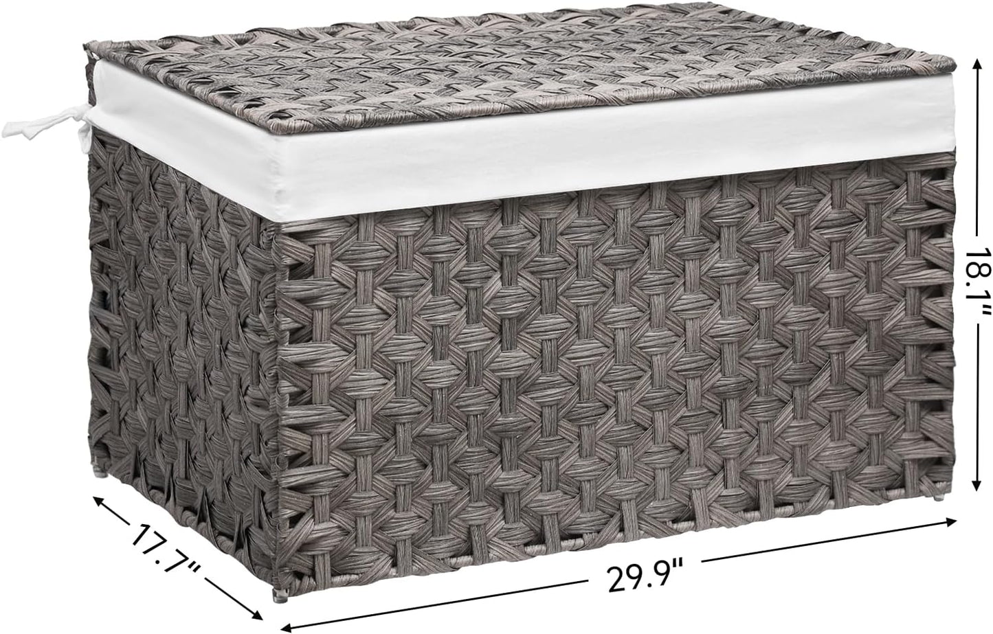 Wicker Storage Basket with Lid, 42.3 Gallon (160L) Large Blanket Basket with Lid, Woven Storage Bin