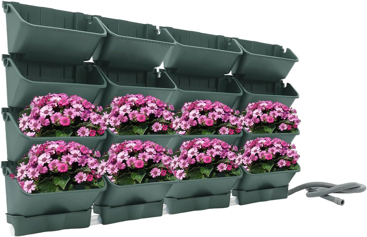 20Pack Vertical Wall Planter, 13 inch Wall Mounted Garden Planters, Stackable Wall Hanging Planter