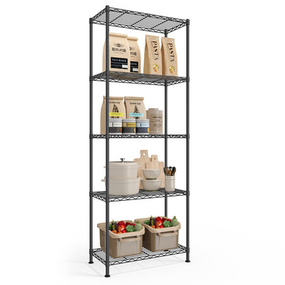 SONGMICS Storage Shelf, Metal Wire Shelving Unit, Adjustable Shelves, for Garage, Bedroom, Living
