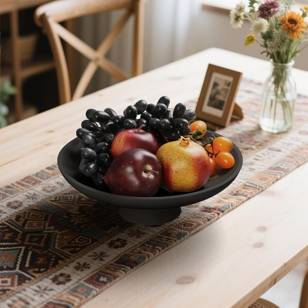 Modern Resin Pedestal Decorative Bowl, Large Fruit Bowl for Kitchen Counter, Stylish Key Bowl for