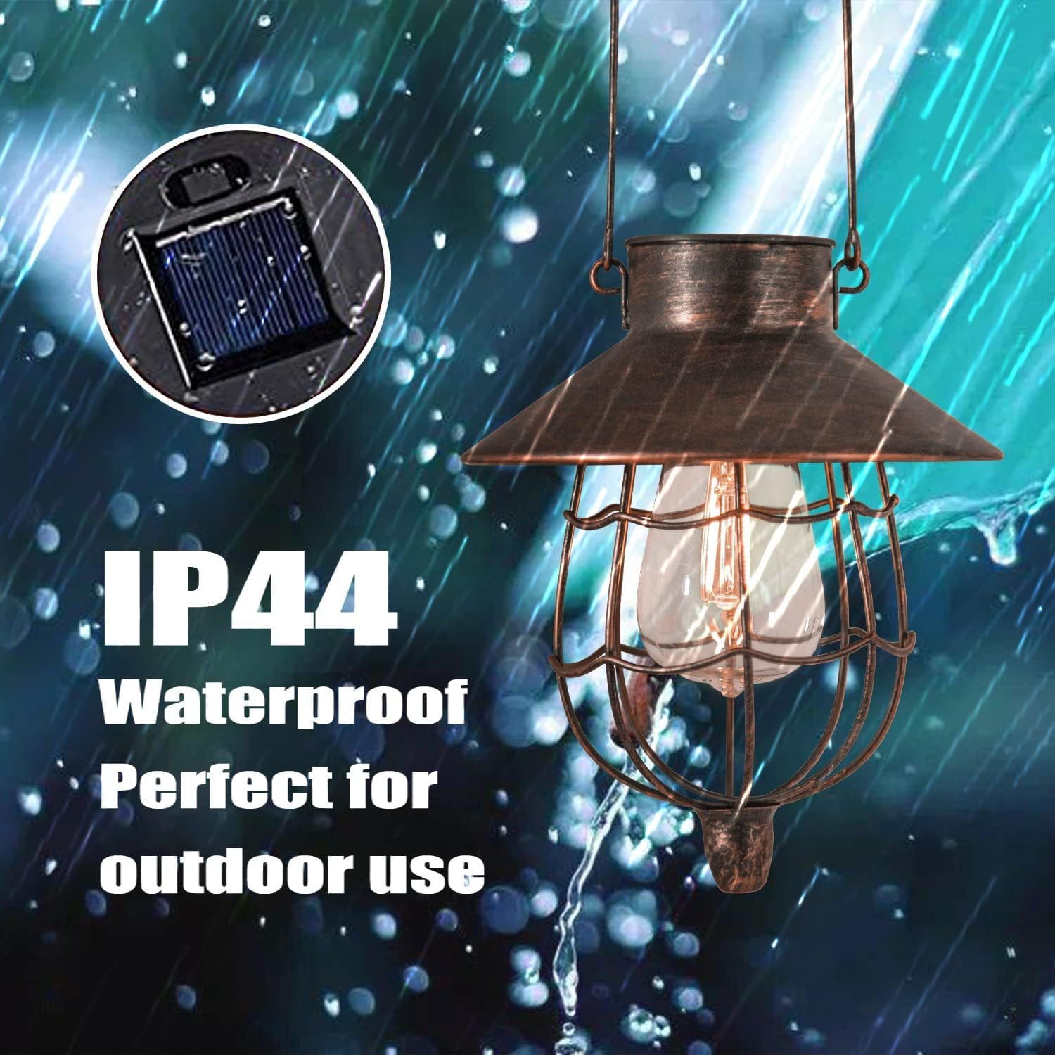 YAKii 2 Pack Solar Lantern Hanging Waterproof Outdoor Metal Solar Lamp with Warm White Light