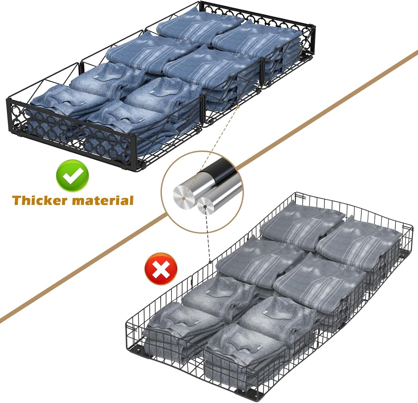 NADAMOO Large Under Bed Storage with Wheels, Low Profile Rolling Under Bed Storage