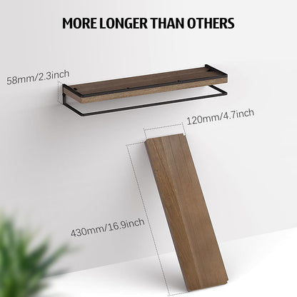 Meangood Floating Shelves Wall Mounted Set of 2, Rustic Wood Wall Storage Shelves for
