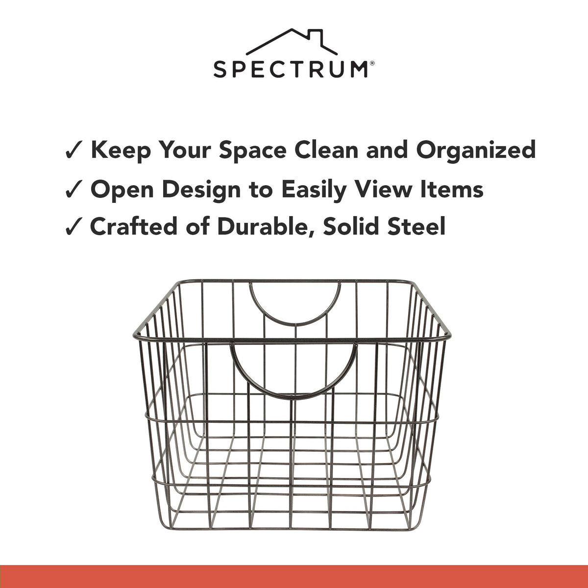 Spectrum Utility Steel Wire Storage Basket for Kitchen Pantry Organization & Closet Shelves with