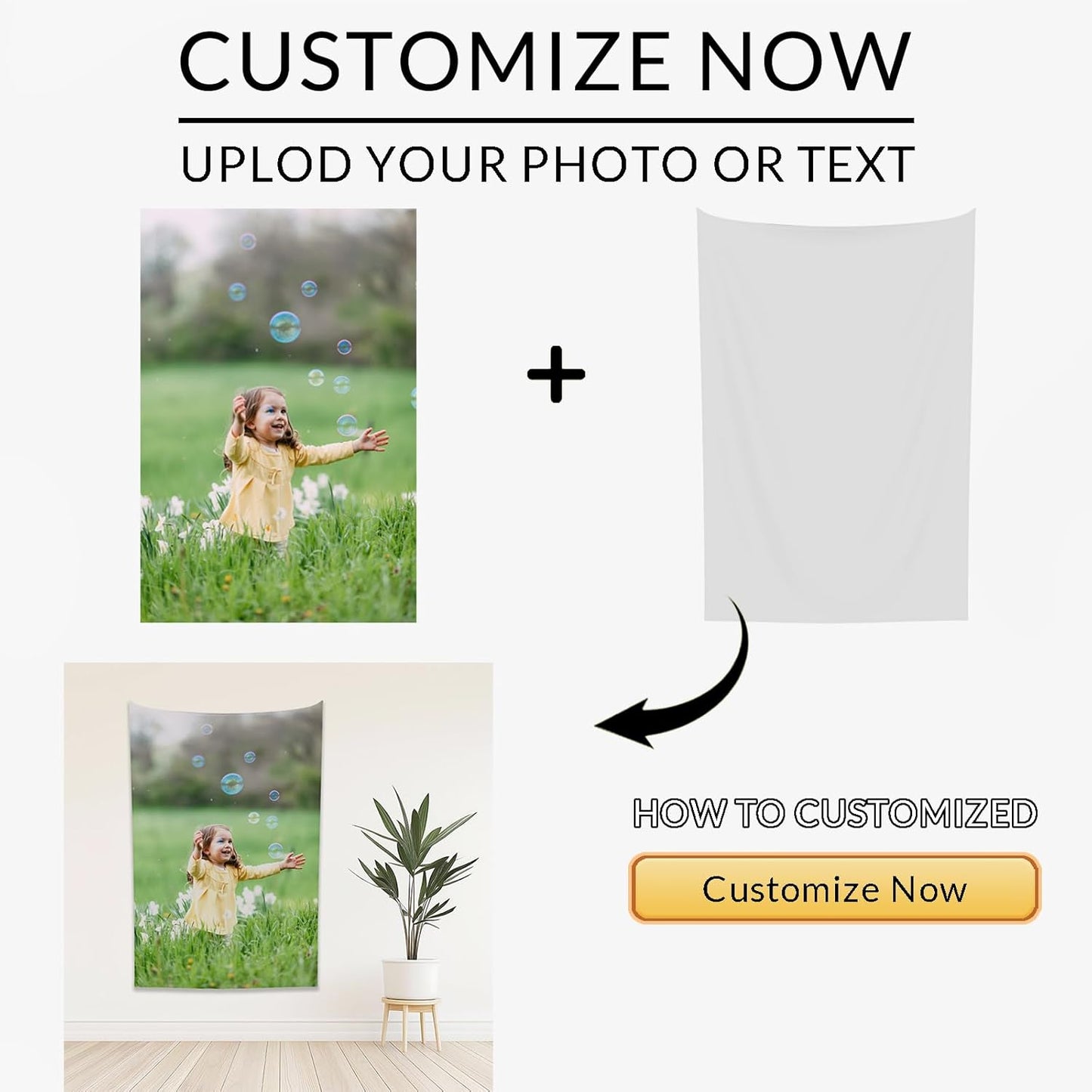 Custom Tapestry For Wall Bedroom Custom Backdrop Personalized Image Text Photo Customized Funny