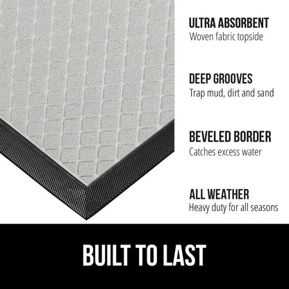 GORILLA GRIP 100% Waterproof All-Season WeatherMax Doormat US Designed Natural Rubber, Stain and