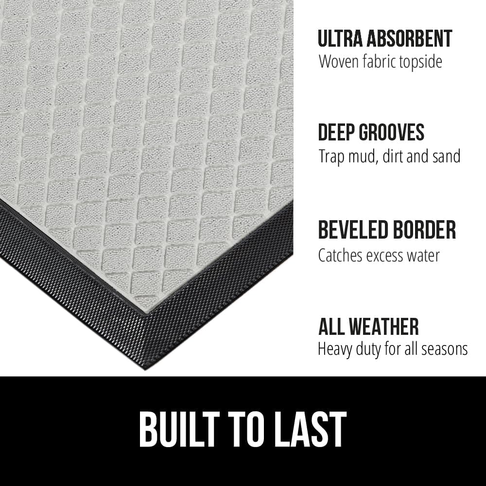 GORILLA GRIP 100% Waterproof All-Season WeatherMax Doormat US Designed Natural Rubber, Stain and
