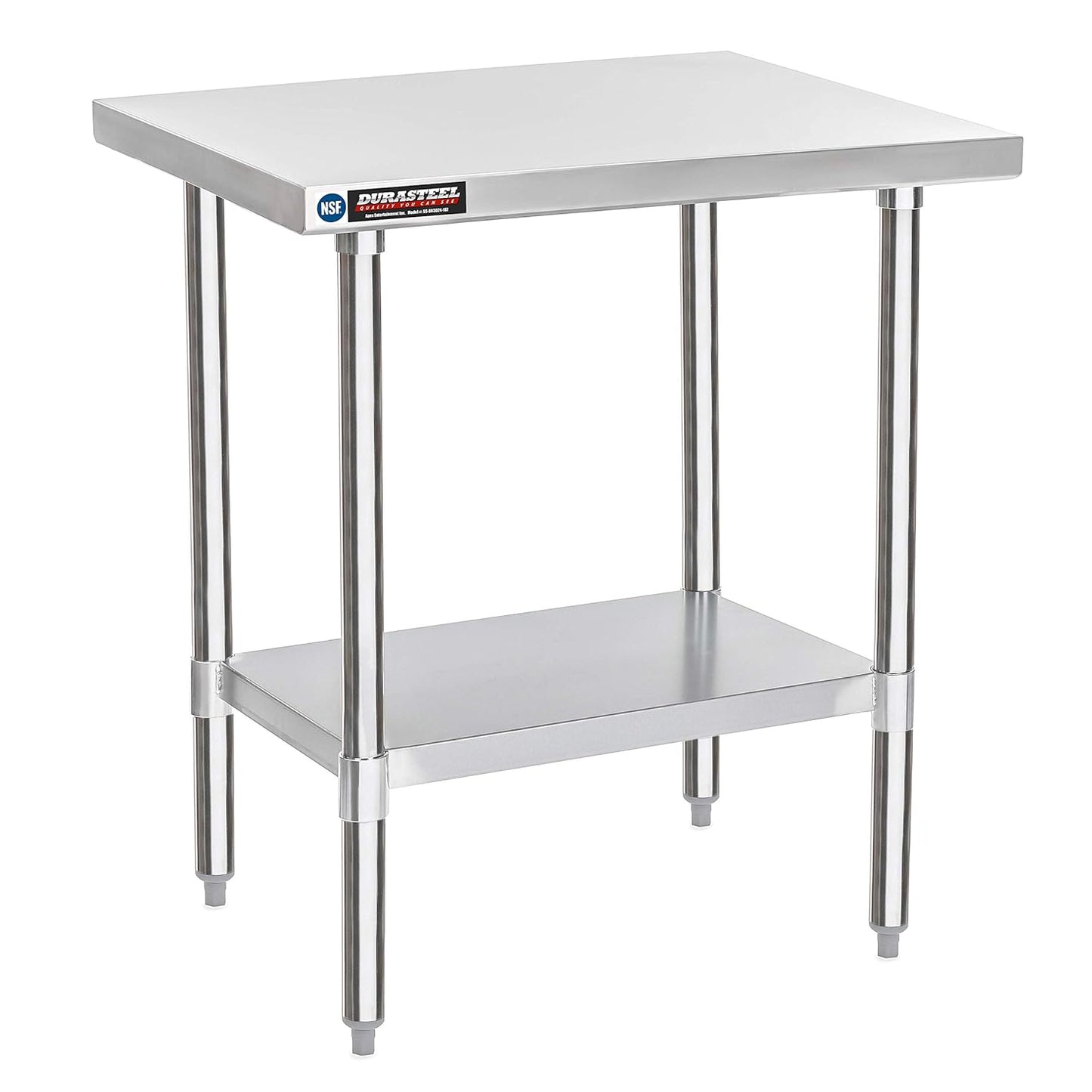 DuraSteel 30x24 Small Stainless Kitchen Island - NSF Outdoor Grill Work Station with Under Shelf