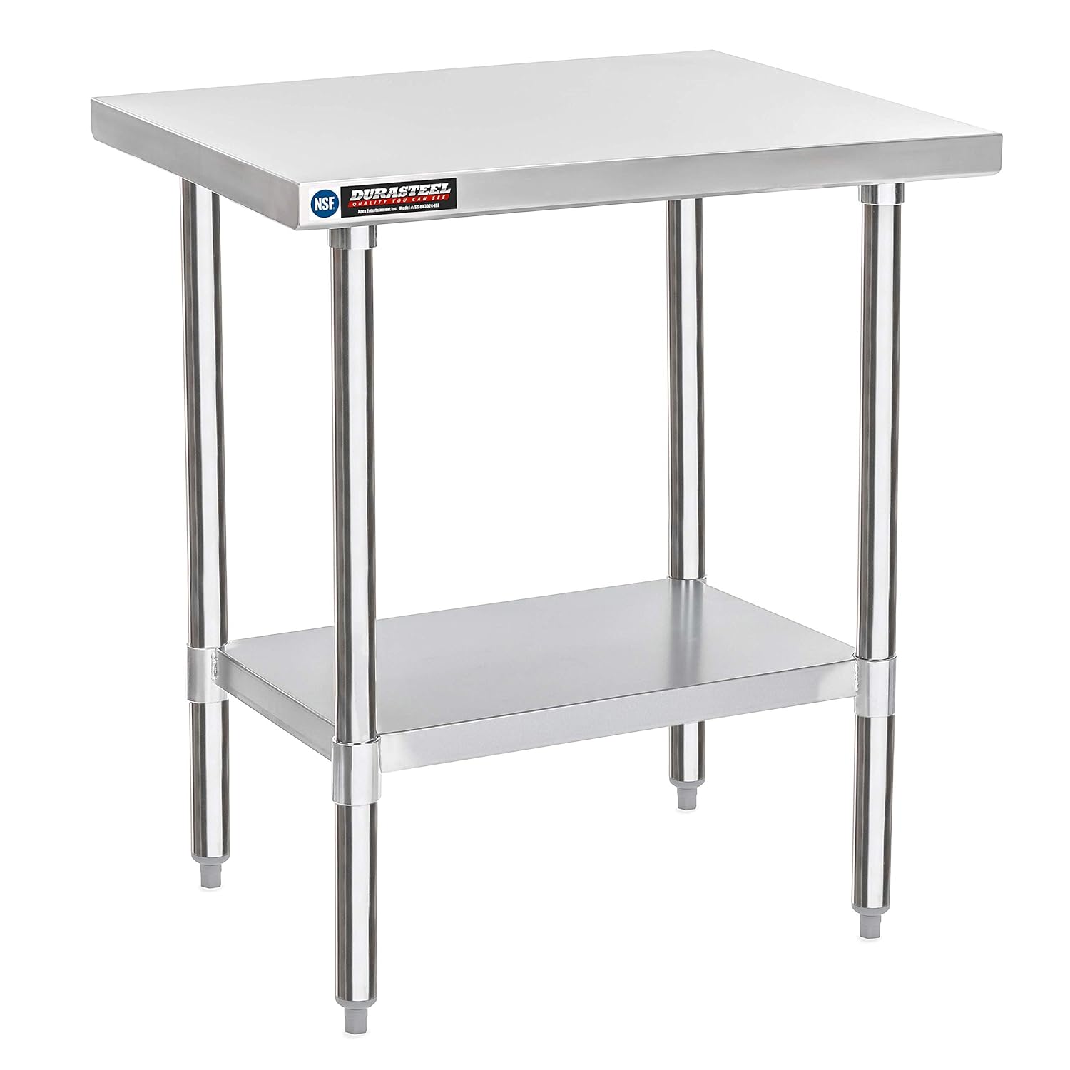 DuraSteel 30x24 Small Stainless Kitchen Island - NSF Outdoor Grill Work Station with Under Shelf