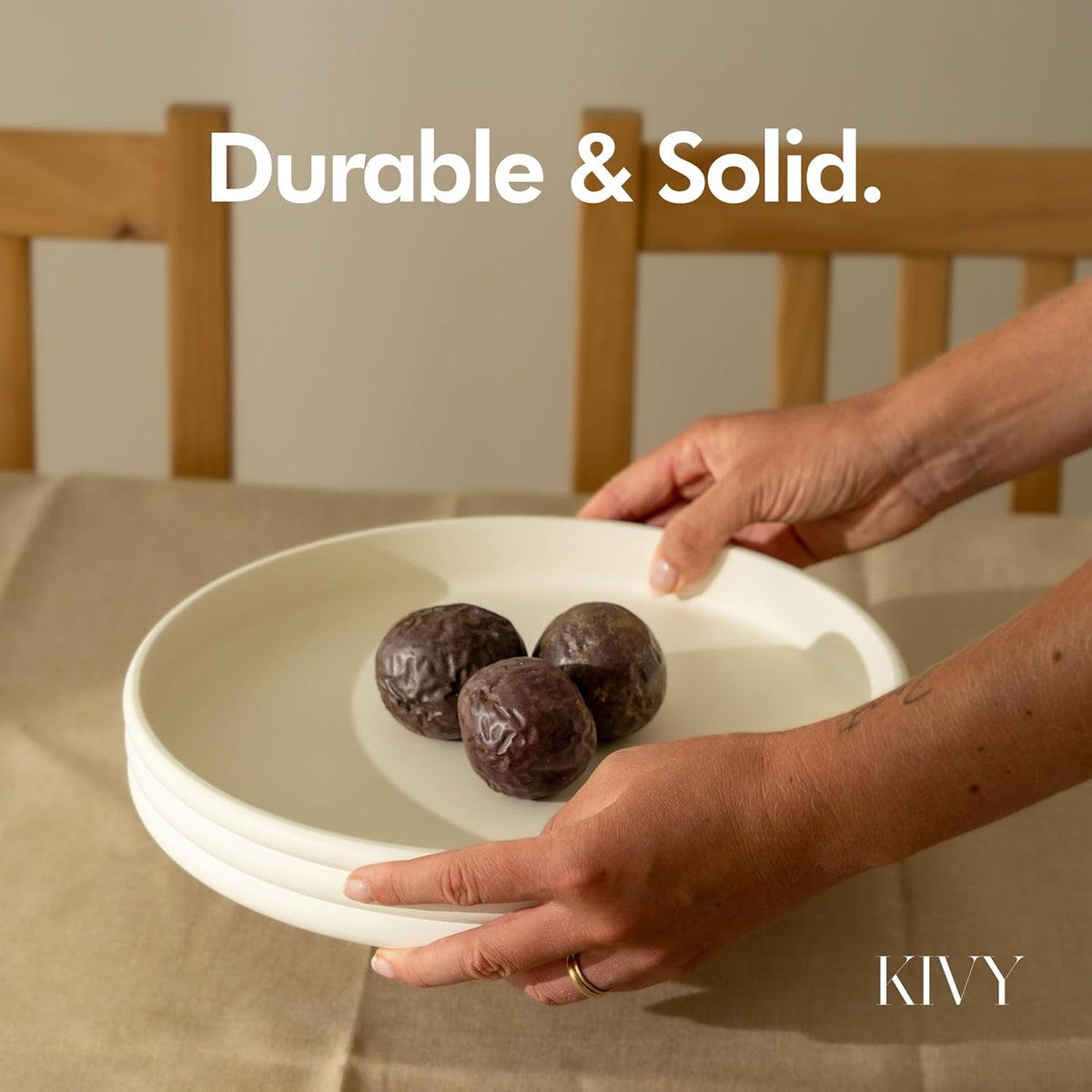 KIVY Round Decorative Concrete Tray 11x1,5 Inch - Modern Circle Coffee Table Tray - Home Decor Flat