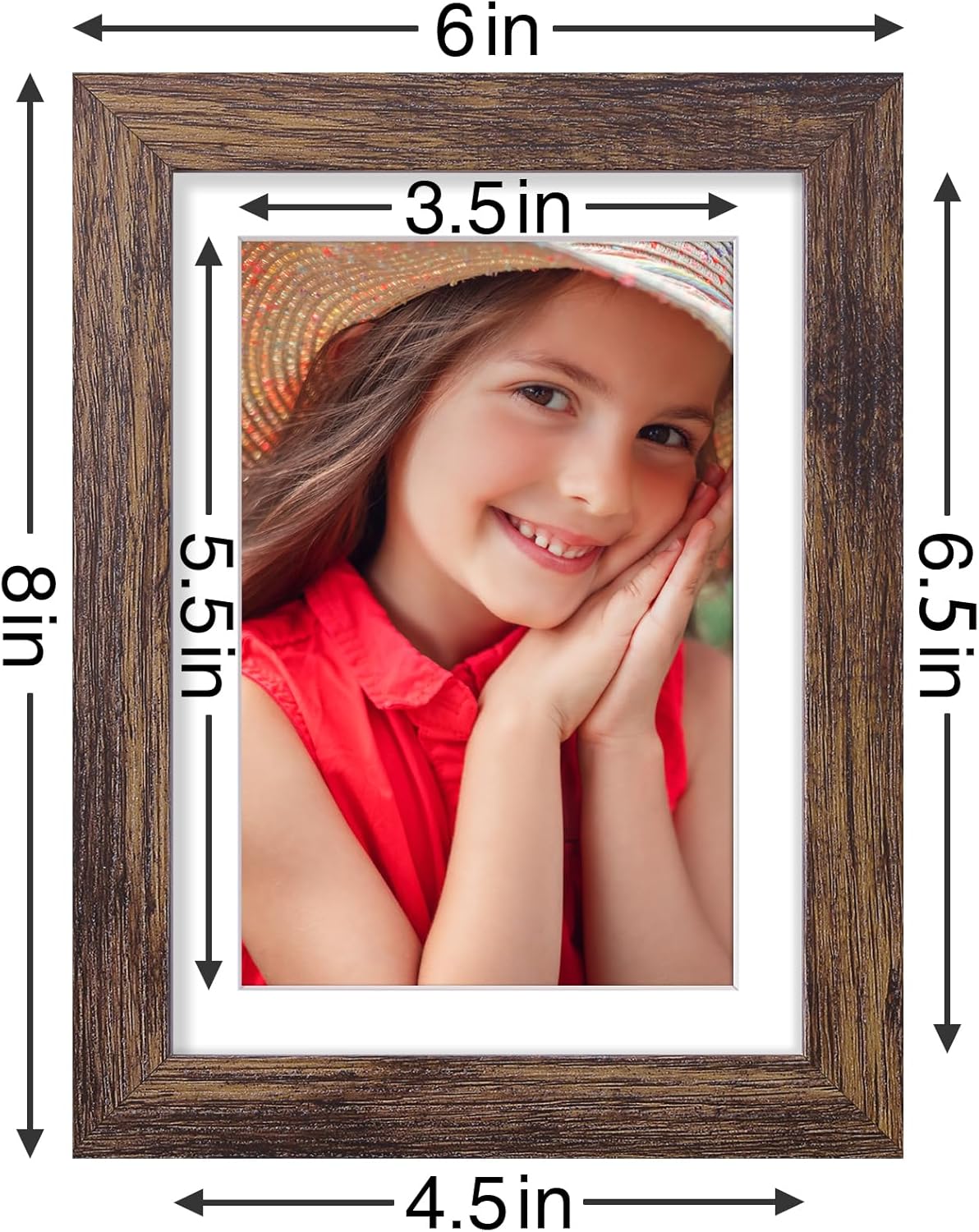 Vittanly 5x7 Picture Frames Set of 9, Shatter Resistant Plexiglass, Display 4x6 Pictures with Mat