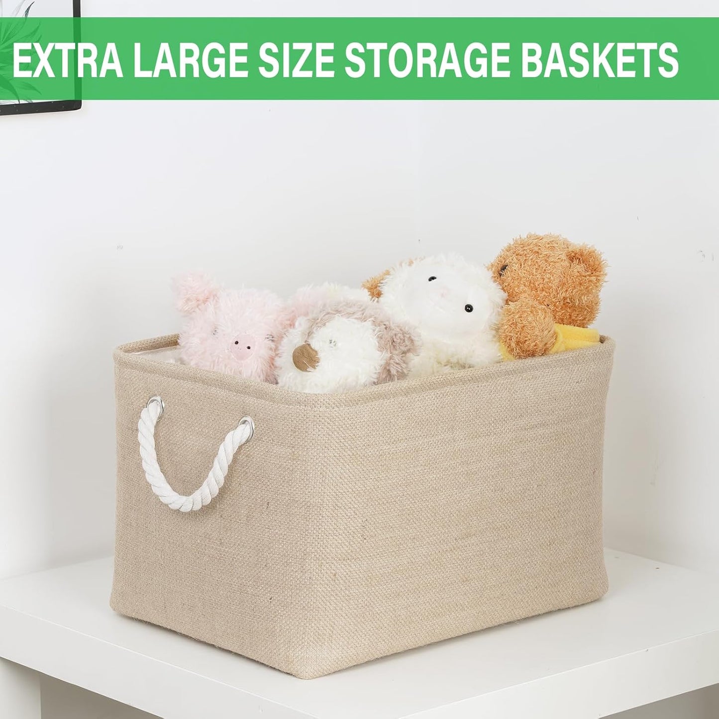Bidtakay Large Storage Baskets for Shelves 3 Pack Fabric Storage Bins for Organizing Linen