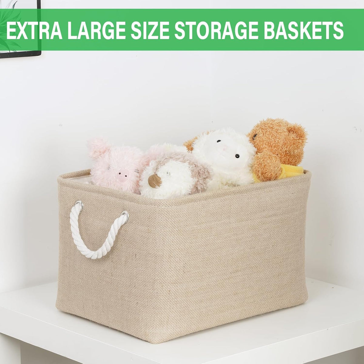 Bidtakay Large Storage Baskets for Shelves 3 Pack Fabric Storage Bins for Organizing Linen