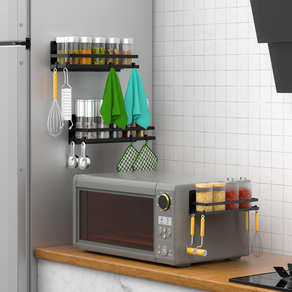 Magnetic Spice Rack for Refrigerator,Magnetic Shelf Fridge Organizer for Kitchen, Spice Rack Space