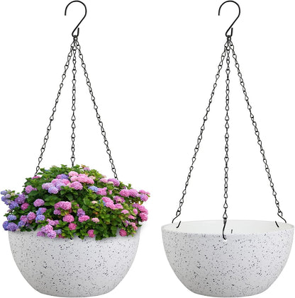 10 inch Hanging Planters for Indoor Outdoor Plants, 2 Pack Hanging Flower Pots with Drainage Holes