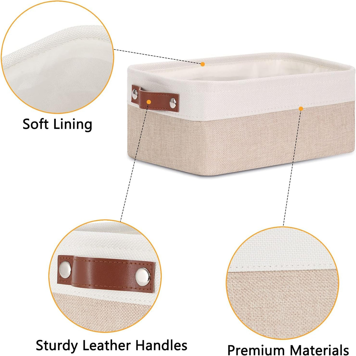 DULLEMELO Small Storage Bins, Storage Baskets for Organizing, Collapsible Rectangular Fabric