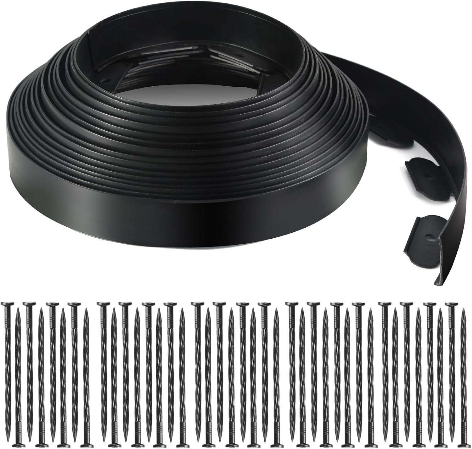 LINSHRY 66FT Landscape Edging, 2 Inch Tall No Dig Garden Border Edging with 60pcs Spikes, Plastic