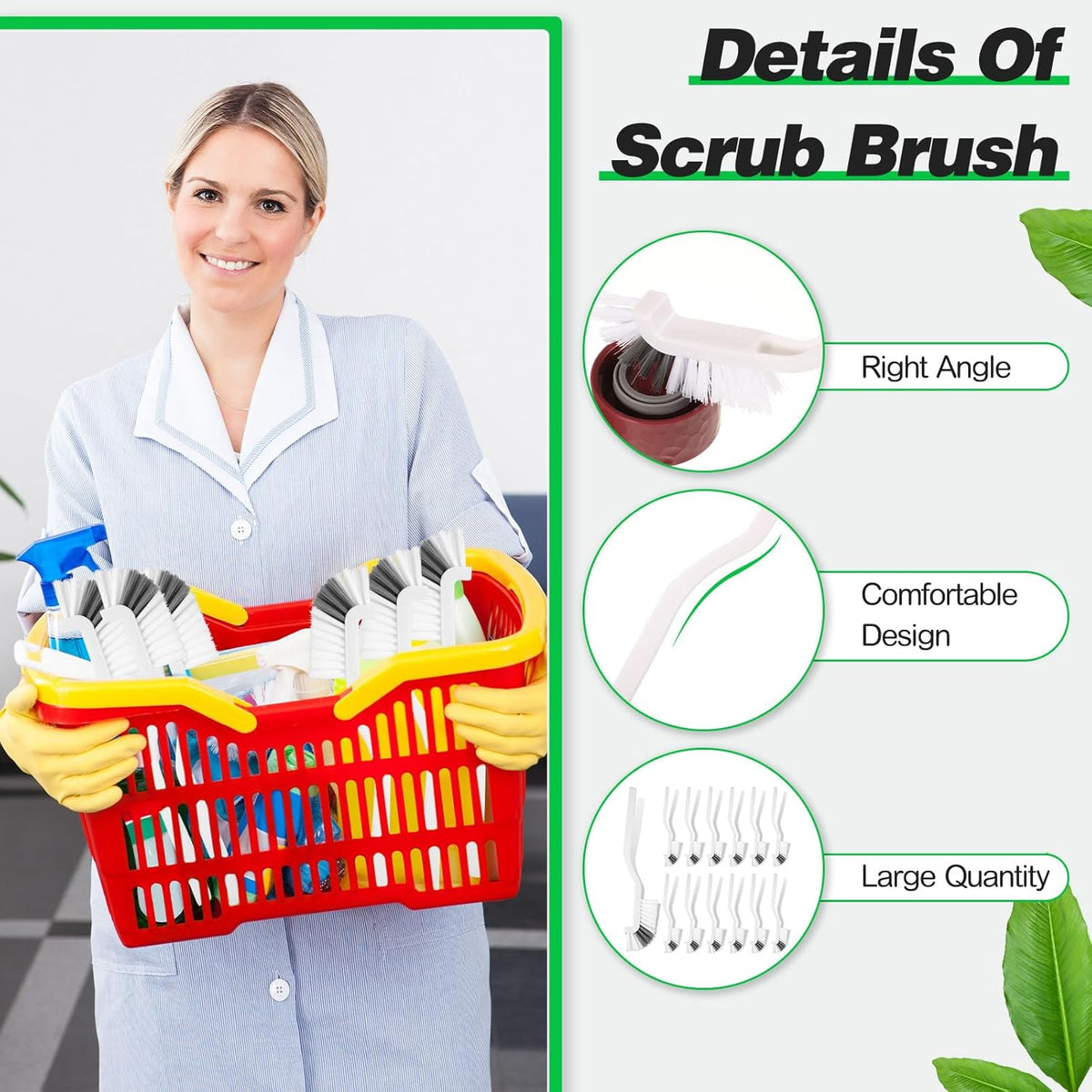 Yinkin 12 Pcs Kitchen Scrub Brush Bulk Sink Bathroom Edge Corner Cleaning Brush Right Angle Mini