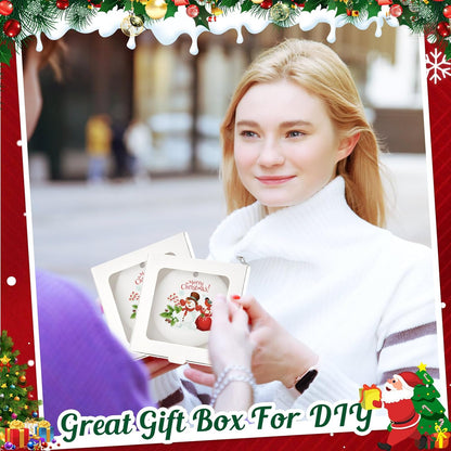 50 Pcs Sublimation Ornament Blanks Box 3.6"x3.6"x0.7" Christmas Ornaments Holder Ceramic Discs
