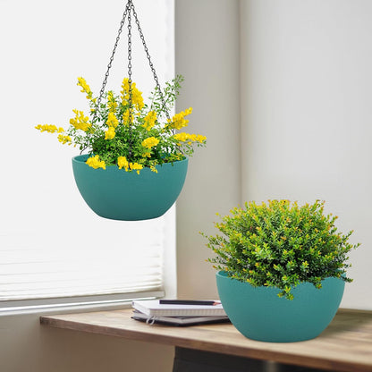 12 inch Large Hanging Planters for Indoor Outdoor Plants, 2 Pack Hanging Flower Plant Pots with