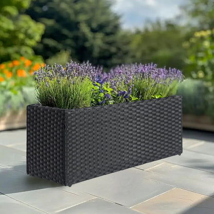 LEWIS&WAYNE Large Rectangular Block Planter Box Handmade Wicker Tall Planters for Outdoor Plants