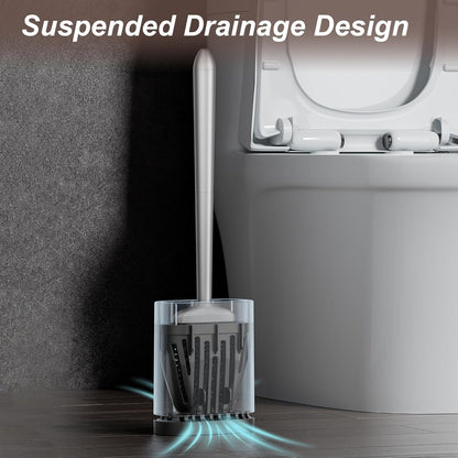 Sellemer Toilet Brush and Holder Set - Flexible Toilet Bowl Brush Head with Silicone Bristles
