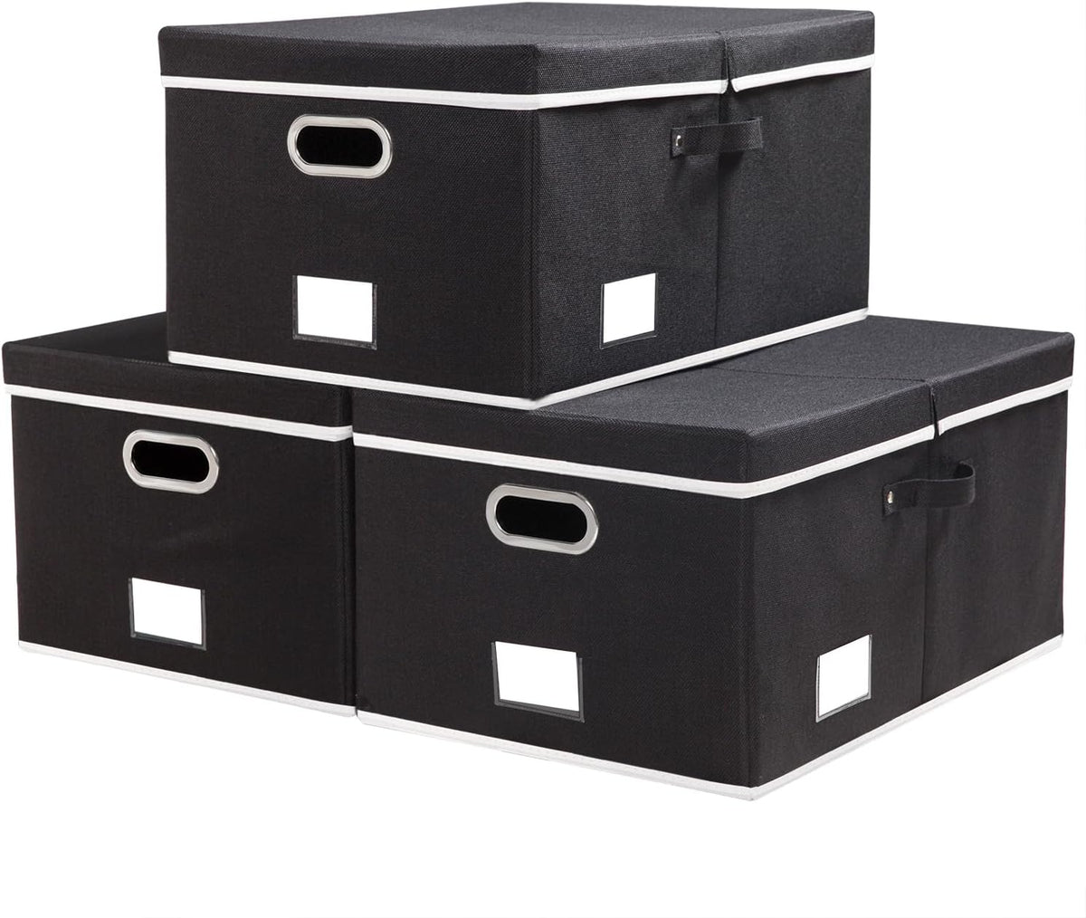 PRANDOM Storage Boxes with Lids [3-Pack] Fabric Collapsible Storage Bins Organizer Containers
