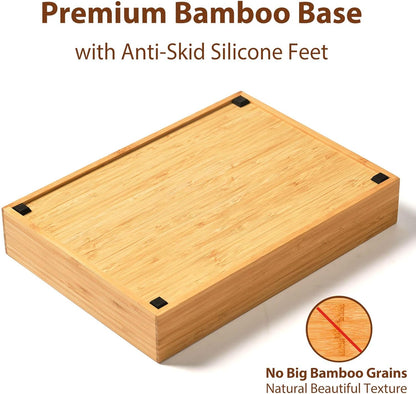 Umilife Bamboo Kitchen Drawer Organizer, 11 Inch Silverware Utensils Tray Holder with Grooved