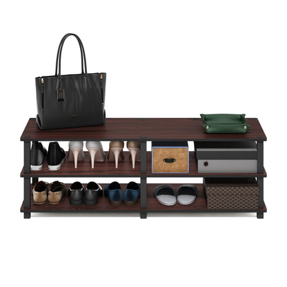 Furinno TURN-S-TUBE Shoe Rack, 3-Tier Wide Shoe Organizer, Open Shelf Rectangular Shoe Storage