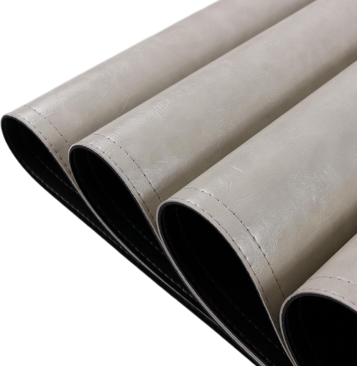 Waterproof PU Placemats, Faux Leather Dining Table Mat, Set of 4, Easy to Wipe Off Scrub Vinyl Mat