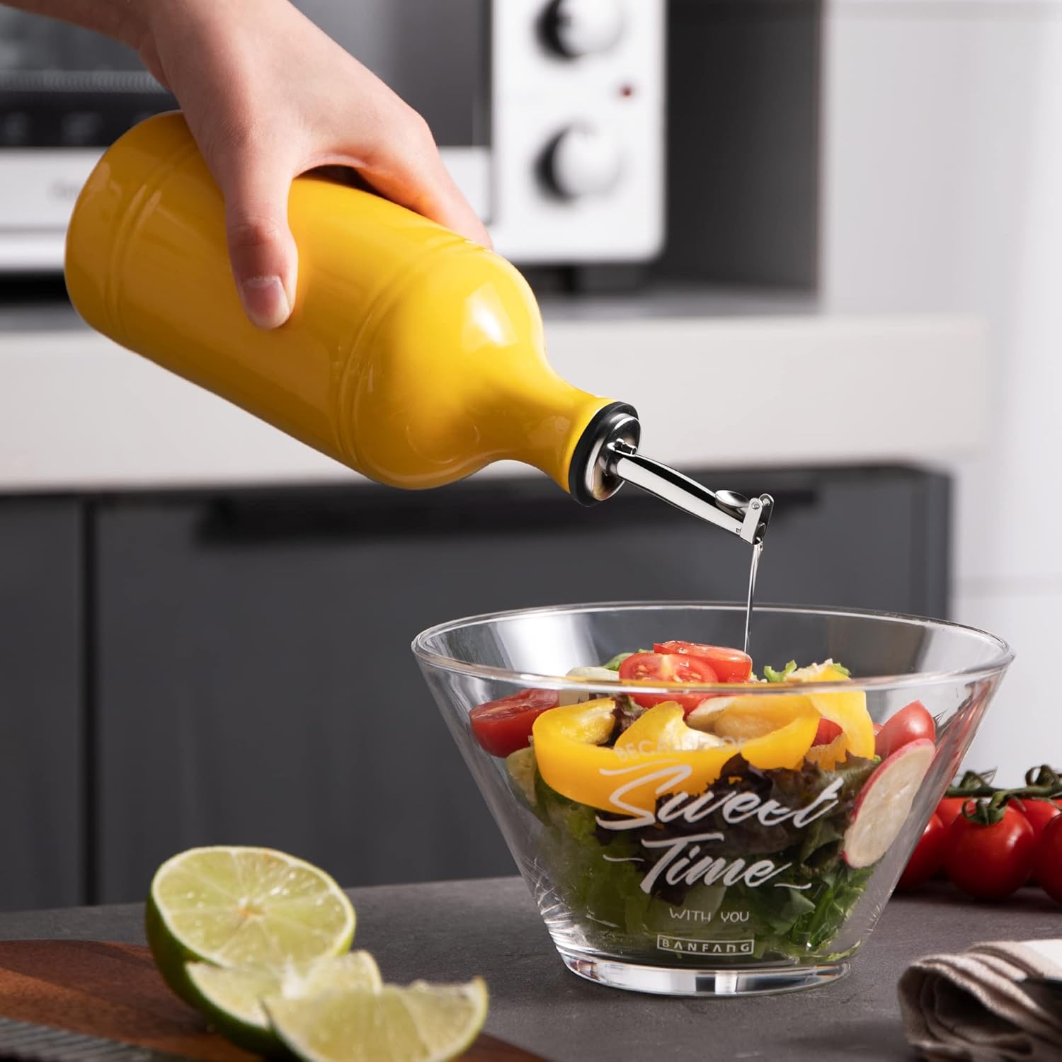 Sweejar Ceramic Olive Oil Dispenser Bottle, Opaque Oil Cruet Protects Oil, Suitable for Storage