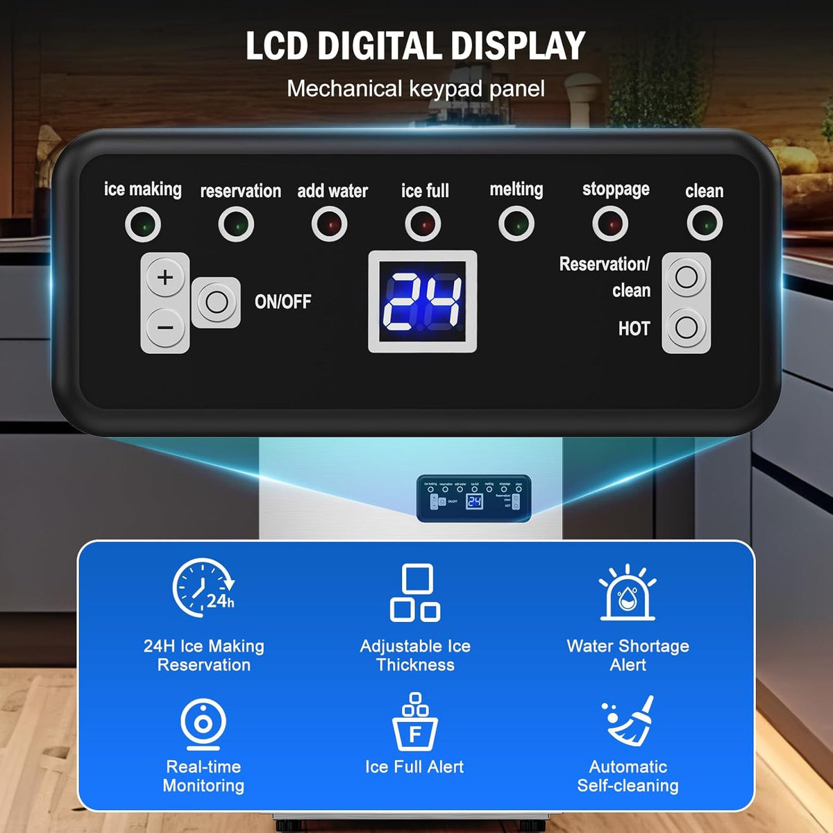 Commercial Ice Maker Machine 120 LBS/24H, 40 Ice Trays Freestanding & Undercounter Ice Machine