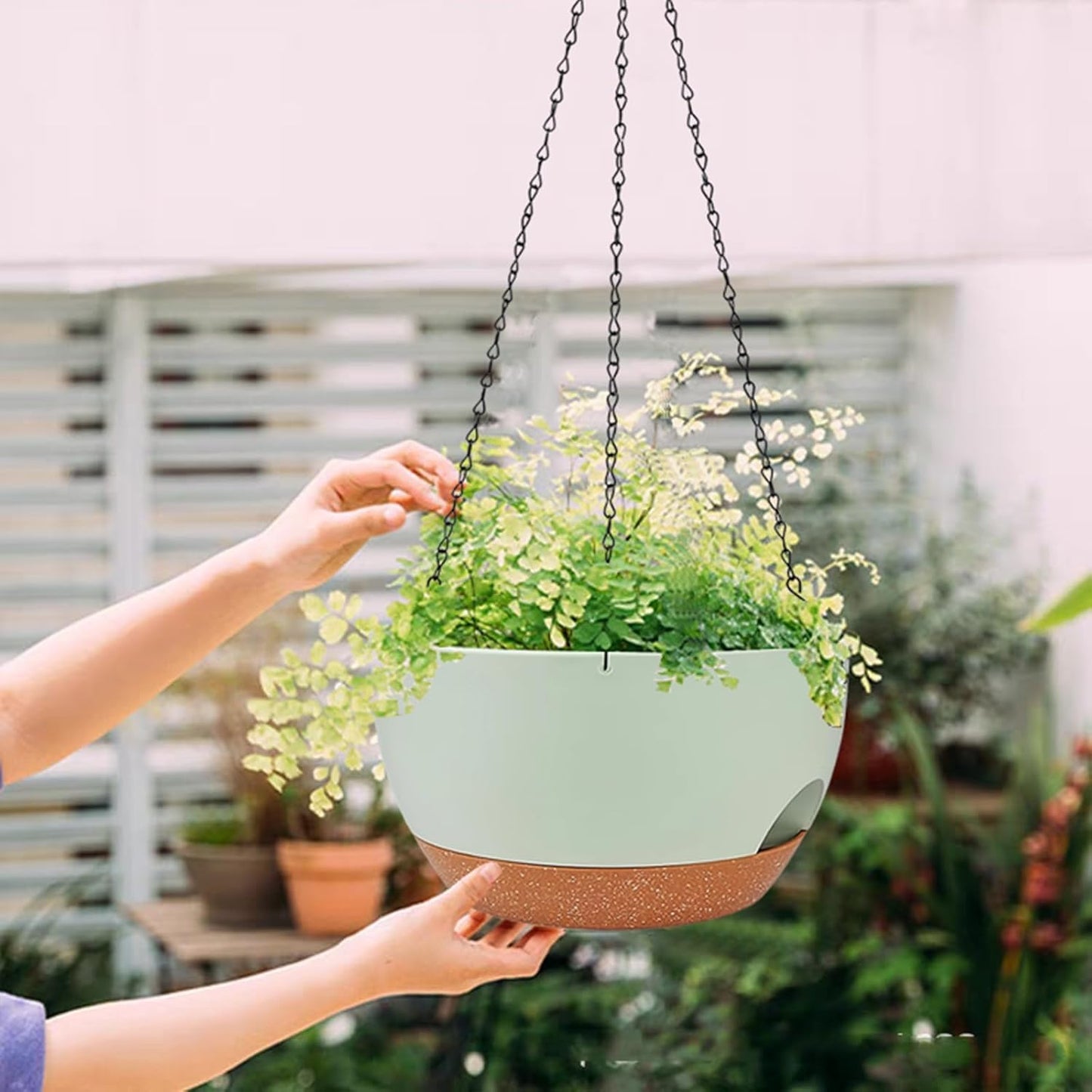 2 Pack Hanging Planters for Indoor Outdoor Plants, 12 Inch Self Watering Hanging Pot with Drainage