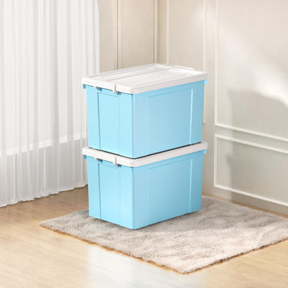 Cetomo Lidded Storage Bin with Handle, Tote Organizing Container with Wheels, Lid and Secure