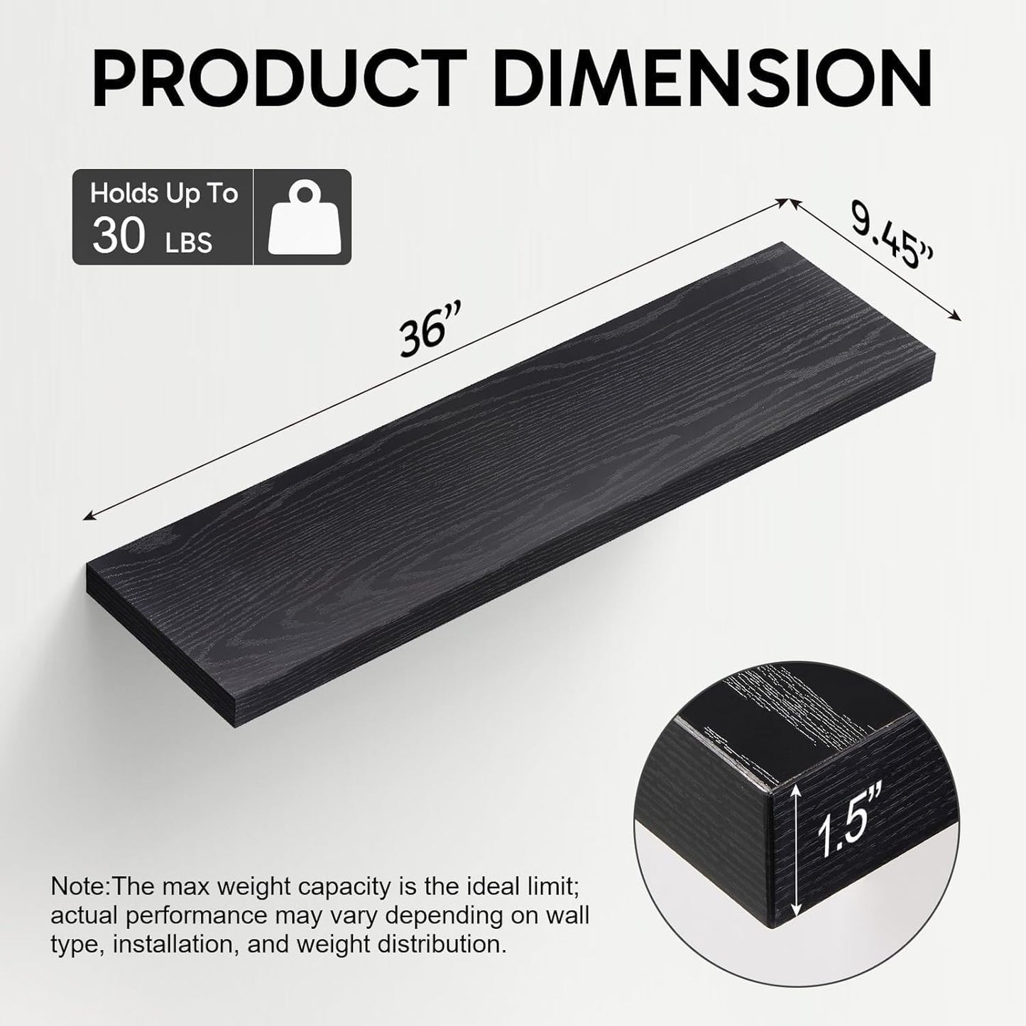 BAYKA Floating Shelves for Wall, 36 inches Long Wall Mounted Rustic Wood Shelves for Bathroom