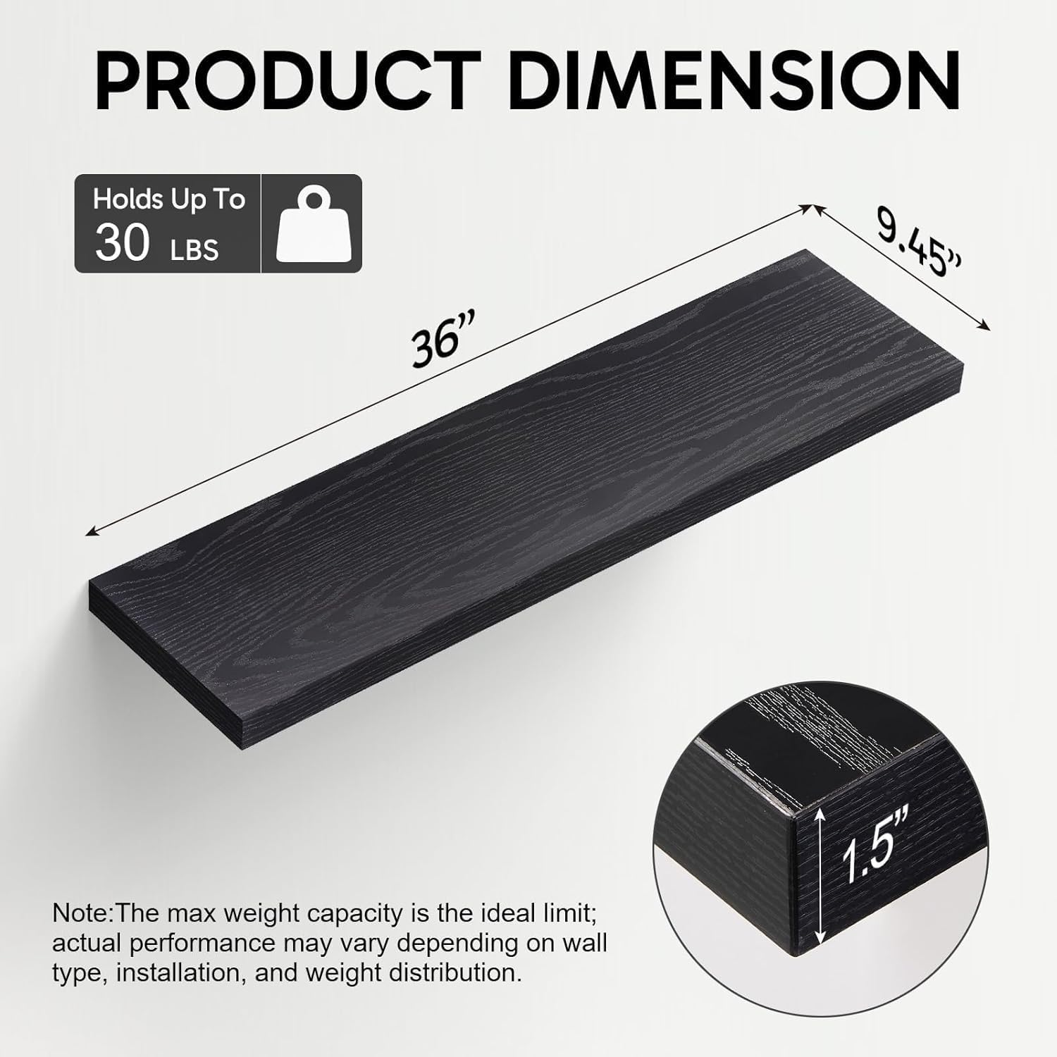 BAYKA Floating Shelves for Wall, 36 inches Long Wall Mounted Rustic Wood Shelves for Bathroom