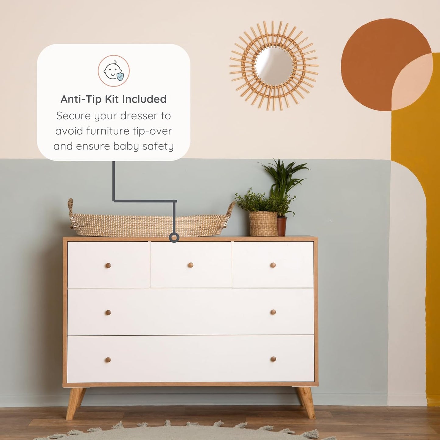 dadada Austin 5-Drawer Dresser for Nursery and Bedroom - Modern Design, Large Storage, Baby-Safe