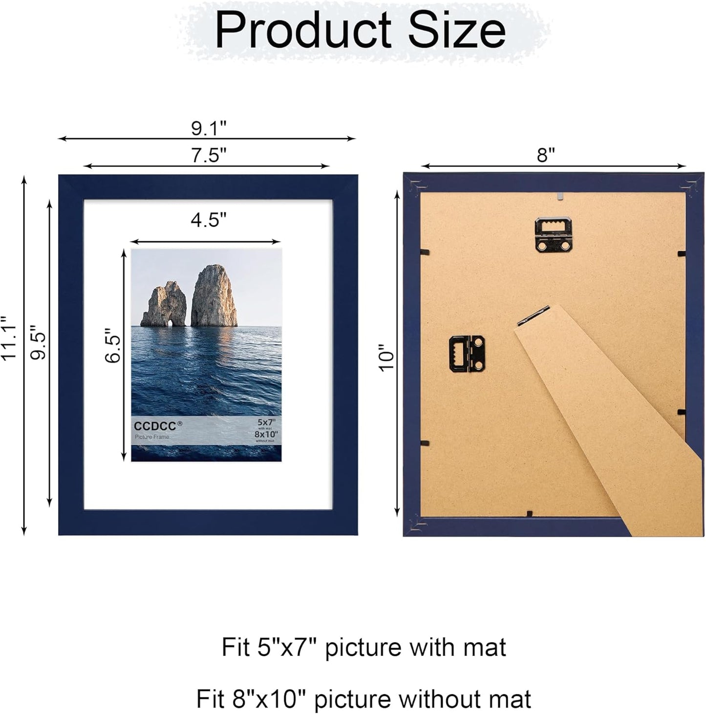 8x10 Picture Frame Set of 4, 8 x 10 Wood Photo Frames with Mat for 5x7, Natural Wooden Frame with