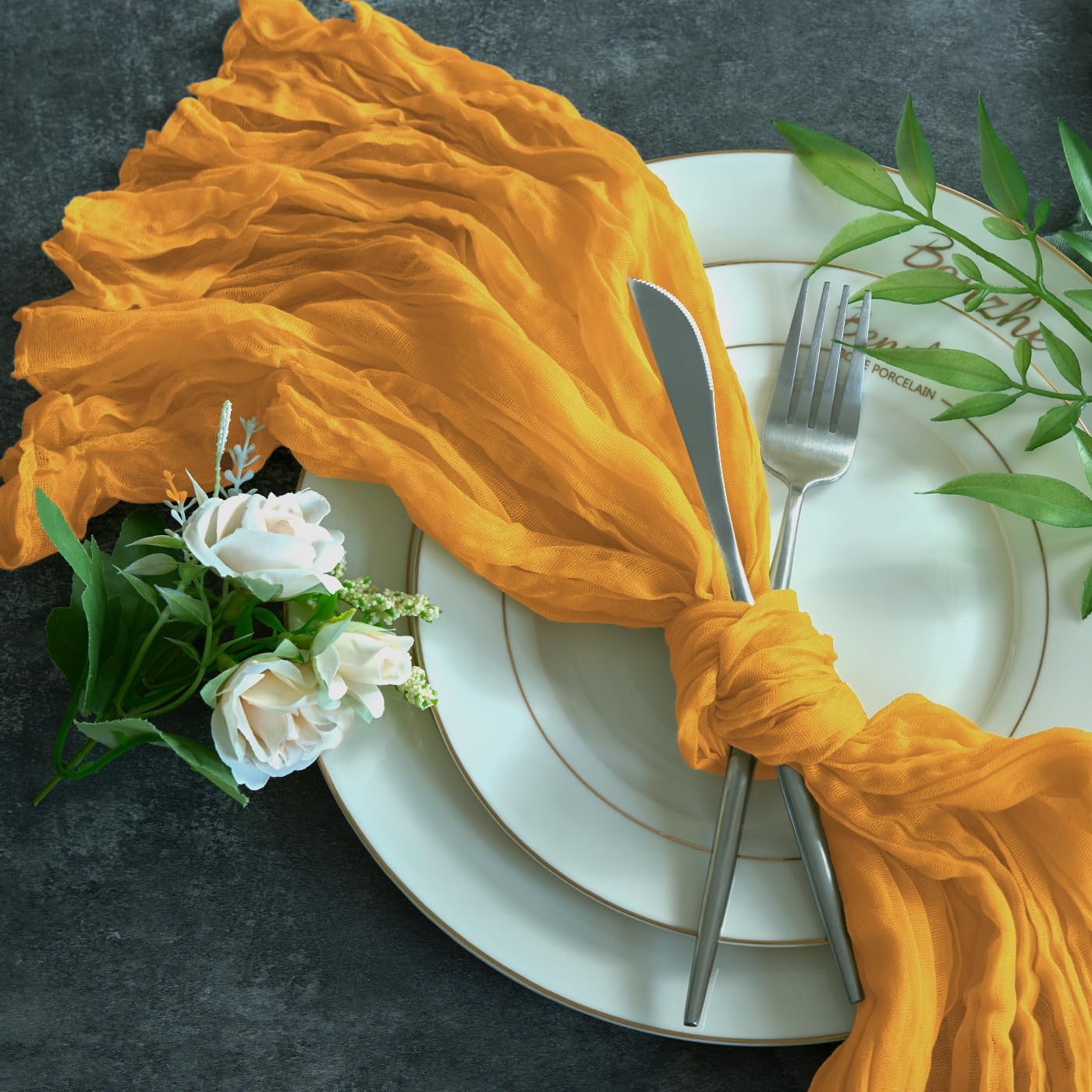 Sioloc Yellow Cheesecloth Table Runner Fall Autumn Decor for Home 10ft Table Cloth for Wedding