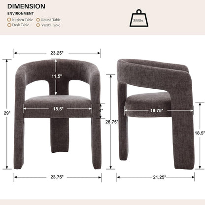 Charcoal Grey Chenille Dining Chairs Set of 4, Modern Barrel Dining Room Chairs Upholstered Accent