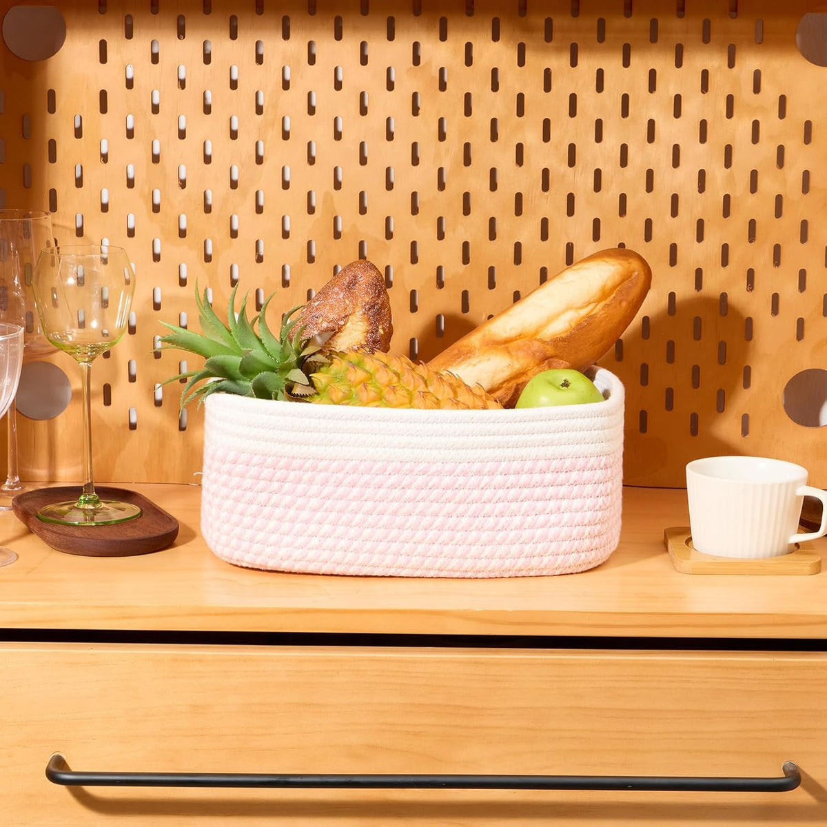 Small Storage Baskets for Organizing | Closet Organizer Bins | Shelf Toy Basket | Woven Rope