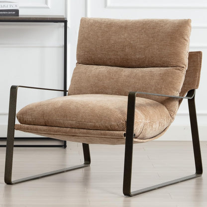 DUOMAY Mid-Century Accent Chair Armchair, Comfy Chenille Leisure Chair Lazy Chair with Brozen Metal