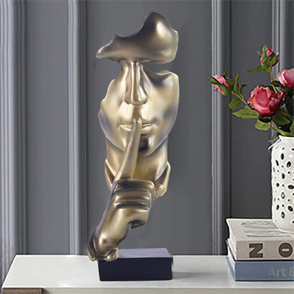aboxoo Thinker Statue, Silence is Gold Abstract Art Figurine,Modern Home Resin Sculptures