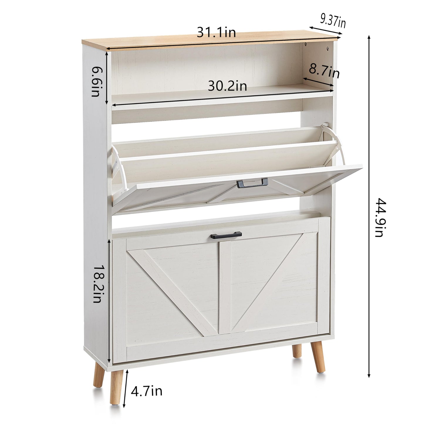 Alaxgumrol Shoe Storage Cabinet for Entryway with 2 Flip Drawers, Farmhouse Narrow Shoe Rack