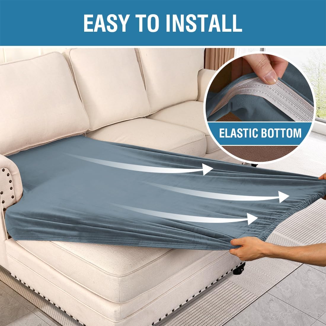 H.VERSAILTEX Velvet Stretch Individual Chaise Cover Sectional Couch Covers for L Shaped Sofa Both